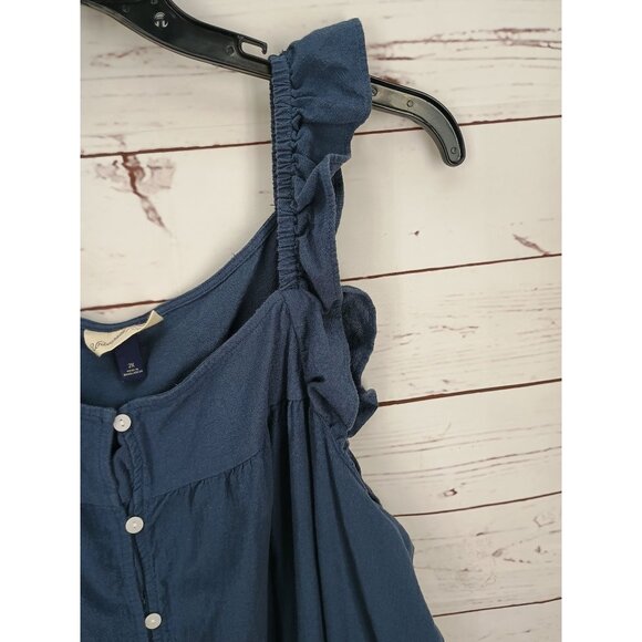 Universal Thread 2X Navy Blue Button-Front Dress With Ruffle Straps - Picture 4 of 7